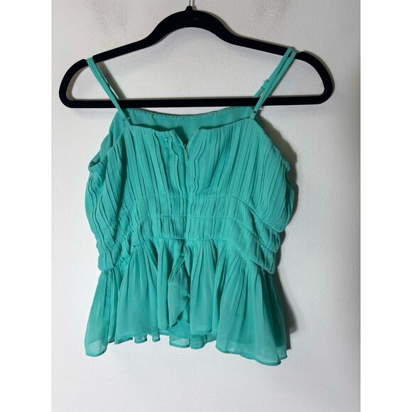 The Pants Store Sea Green Strappy Pleated Flowy Top Sz S - Picture 2 of 2
